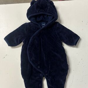 Gap Guilted Navy Footie Bunting Snow Suit Romper Velour Newborn Infant 0-3